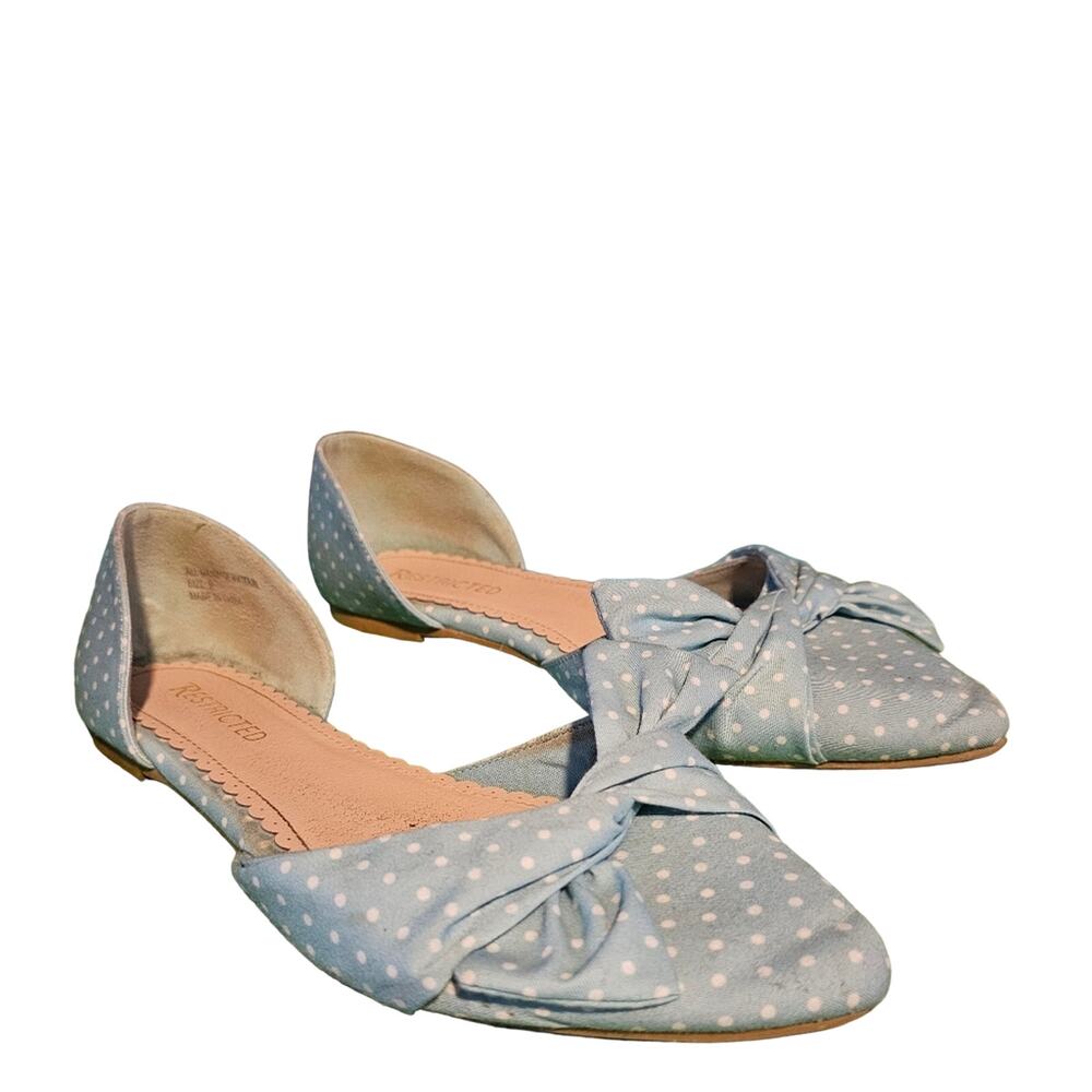 Restricted mint green polka dot bow D'orsay pointed toe flats 9